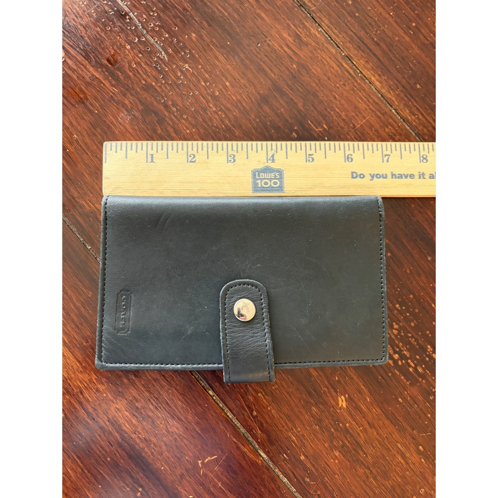 Vintage Coach Black Glove Tanned Leather Checkbook Cover Wallet USA Made - Picture 8 of 11